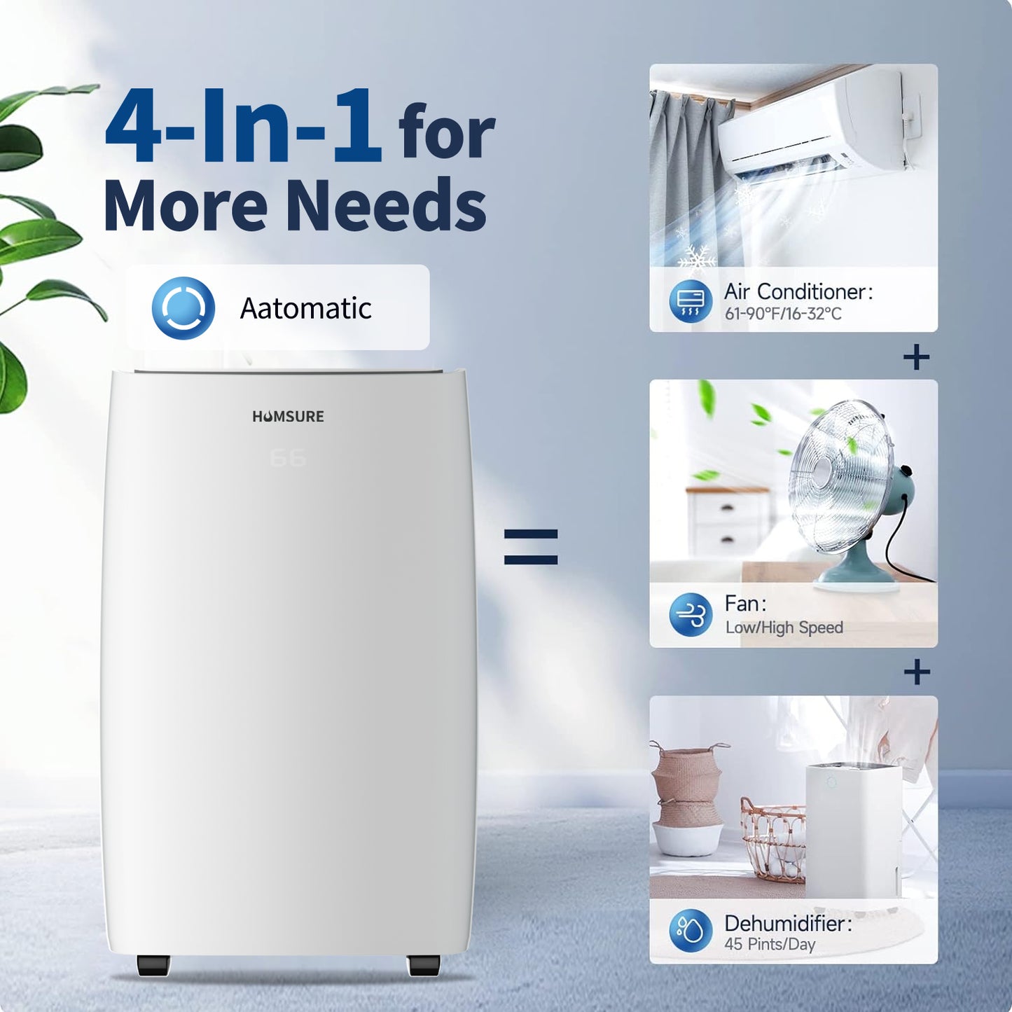 HUMSURE Portable Air Conditioner 9200 BTU (14000 BTU ASHRAE), Suitable For 700 Sq Ft Of Rooms, Floor Standing Air Conditioning AC Unit With Remote Control And Installation Kit, 5-In-1 Function