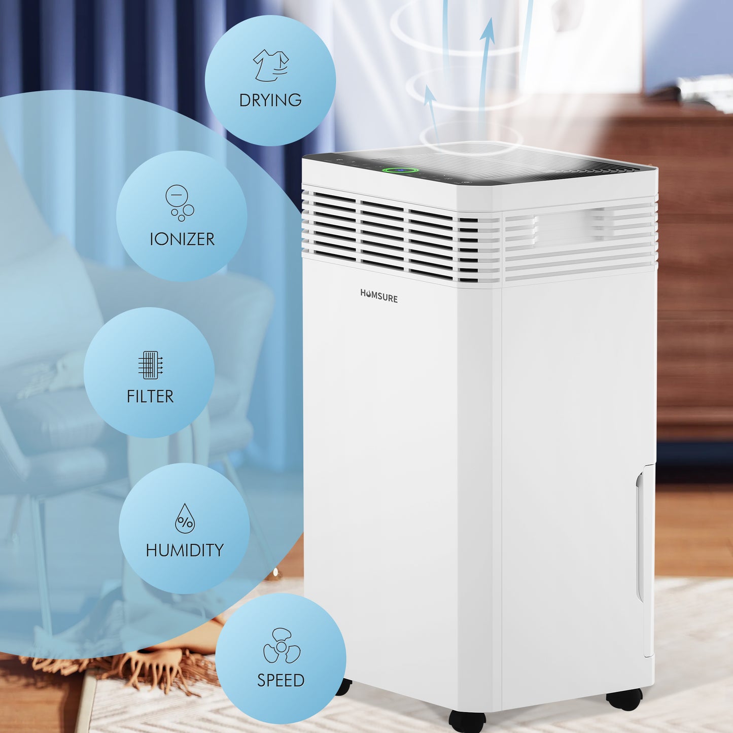 HUMSURE Dehumidifier (DOE Rating 49 pints/day) 120 Pint Max for 8000 Sq ft Commercial Home Dehumidifier with Pump, Basement High Capacity Dehumidifier with Drain Hose (95 ℉, 95% RH)