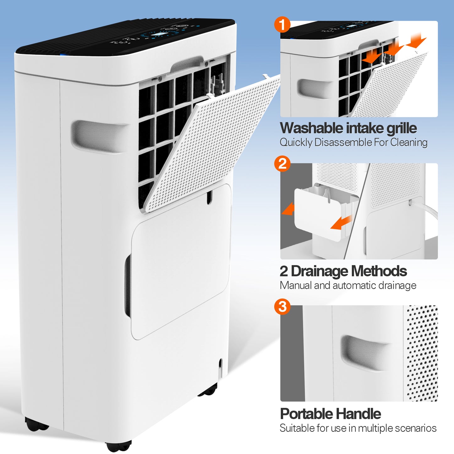 Humsure Dehumidifier 30 Pint (DOE Rating 8 Pints/Day) 1500 sq ft, Dehumidifiers For Home,With Drainage Hose In Basement Bathroom And Bedroom, Intelligent Humidity Control With 24 Hour Drying Timer