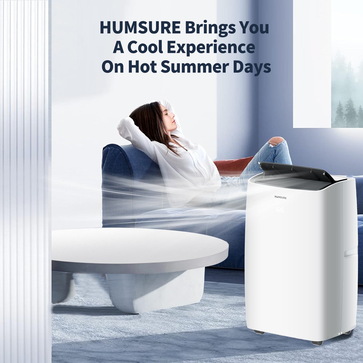 HUMSURE Portable Air Conditioner 9200 BTU (14000 BTU ASHRAE), Suitable For 700 Sq Ft Of Rooms, Floor Standing Air Conditioning AC Unit With Remote Control And Installation Kit, 5-In-1 Function