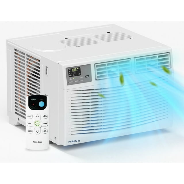 PhiloDeco 14000 BTU 700 sq ft Intelligent Window Air Conditioner,LED Display Screen,With Remote Control,Can be Used As a Dehumidifier/Fan,Operates Quietly,Energy-Saving. Timer ? Sleep and ECO.
